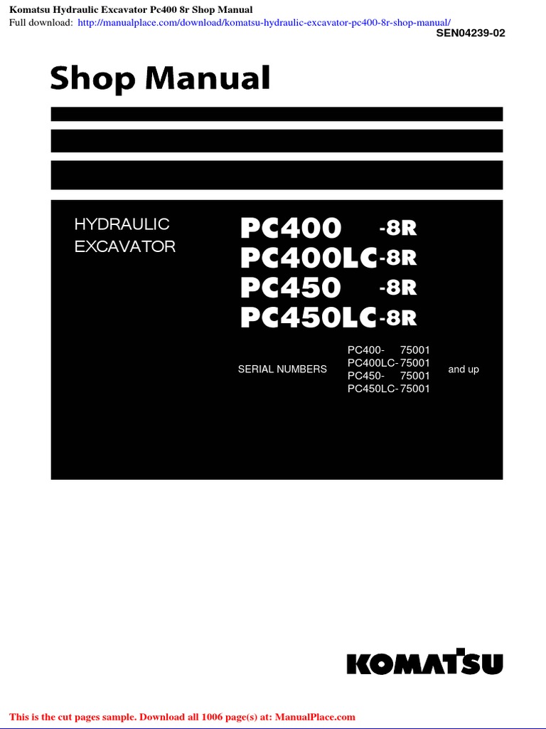 Komatsu PC400-8R Excavator Manual | PDF | Valve | Vehicle Technology