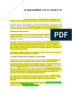 Relaciones Del Psicoanálisis Con Lo Social y Lo Político. Resumen