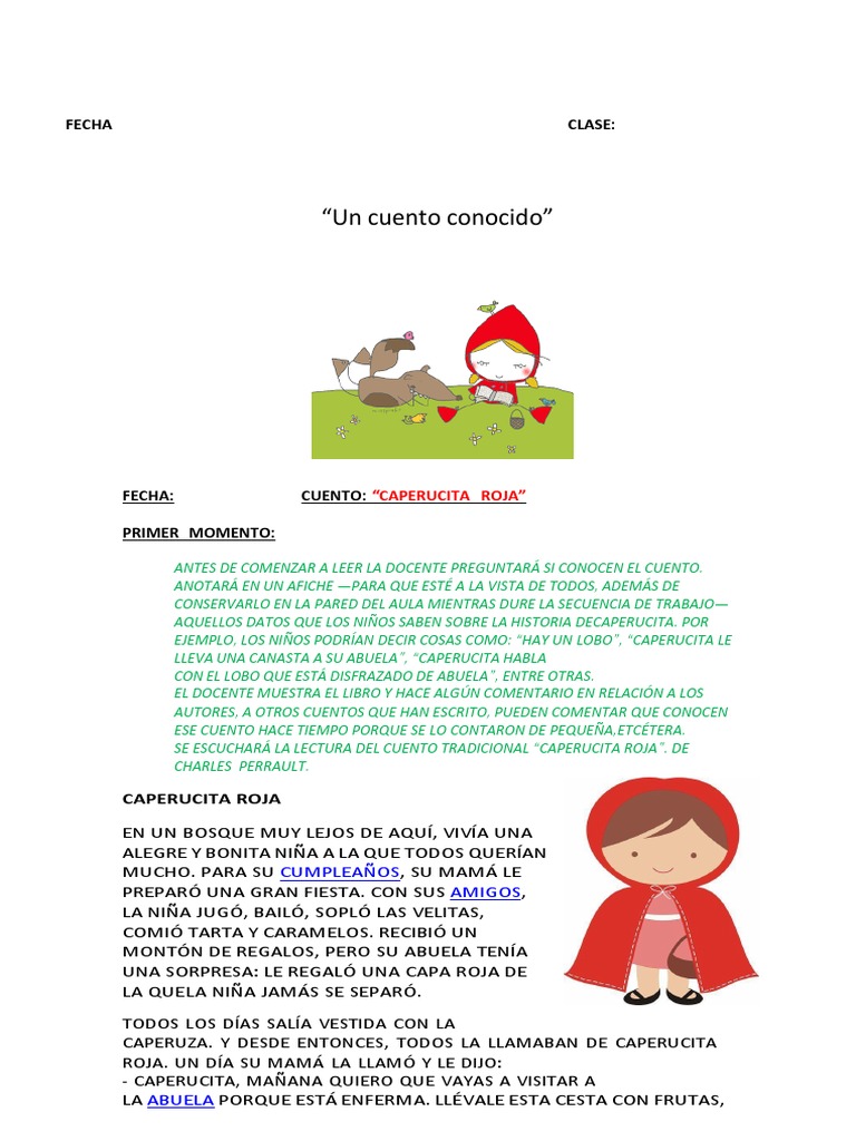 Actividades de Caperucita Roja para Primer Grado | PDF | Caperucita Roja