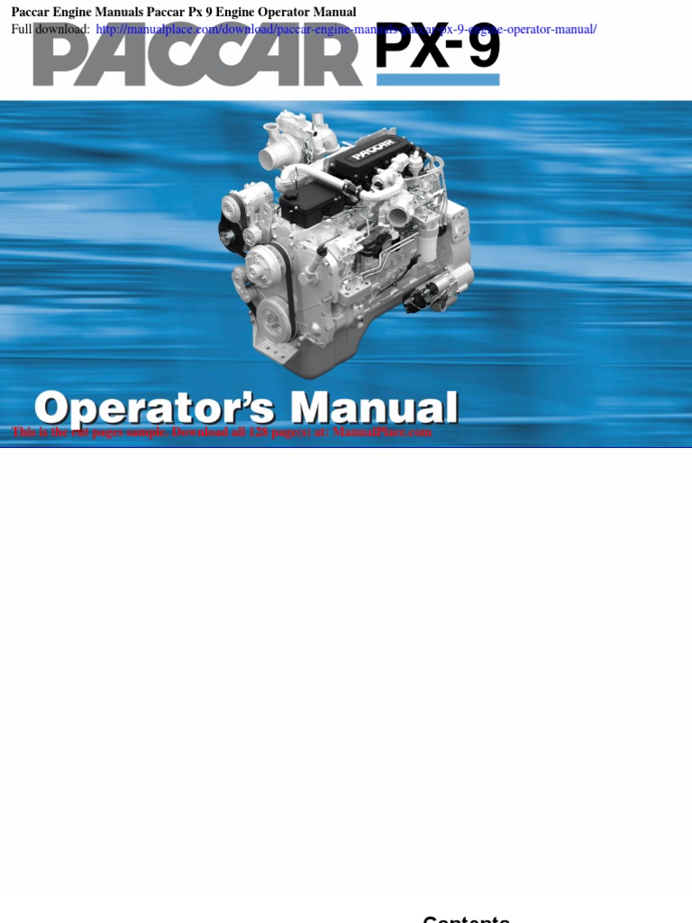 Paccar Engine Manuals Paccar PX 9 Engine Operator Manual PDF Safety