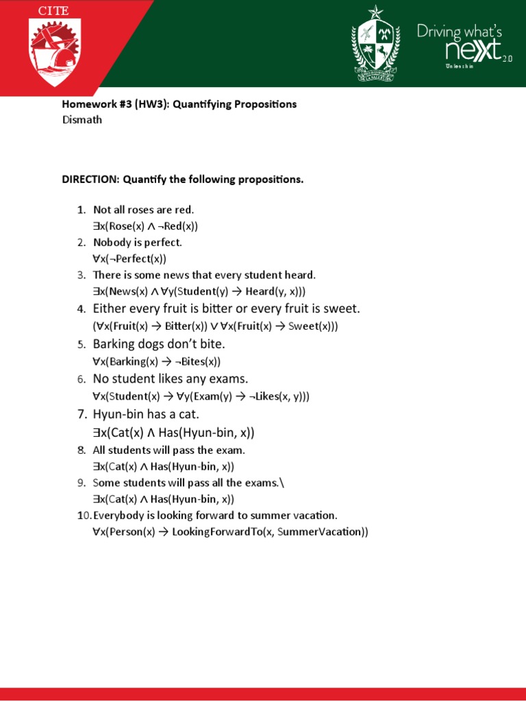 Quantifying Propositions in Dismath | PDF | Teaching Methods & Materials