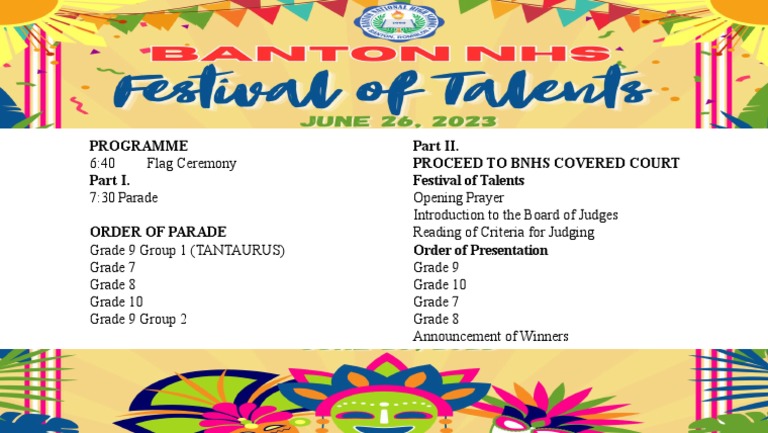 Festival of Talents Programme Overview | PDF