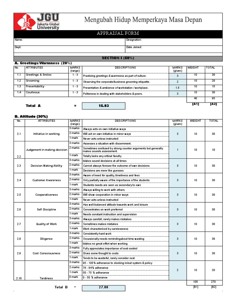 Merge - Appraisal Form 2022.Xlsx - Sample | PDF | Cognition