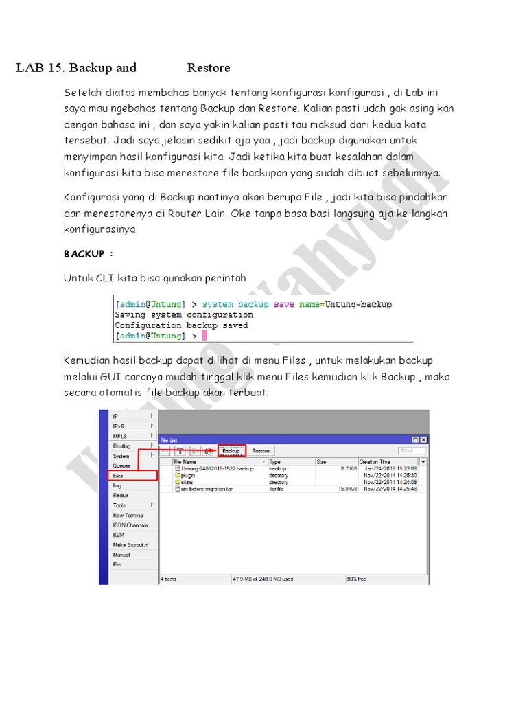 Cara Backup dan Restore Mikrotik | PDF | Komputer