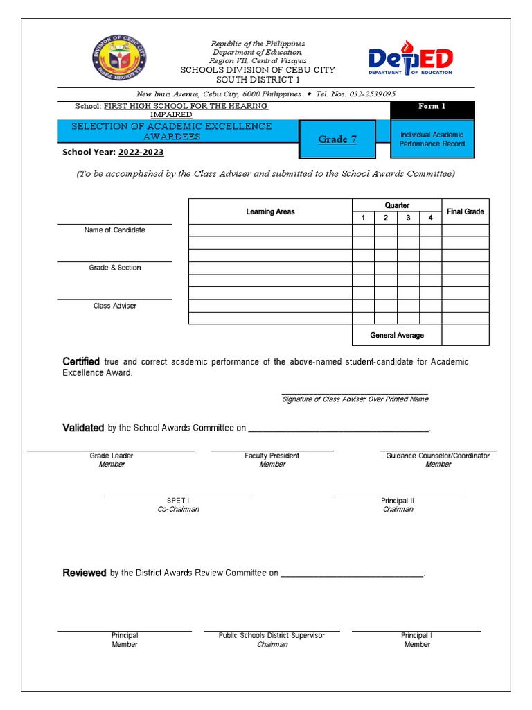 Perfect Attendance Template PDF Government