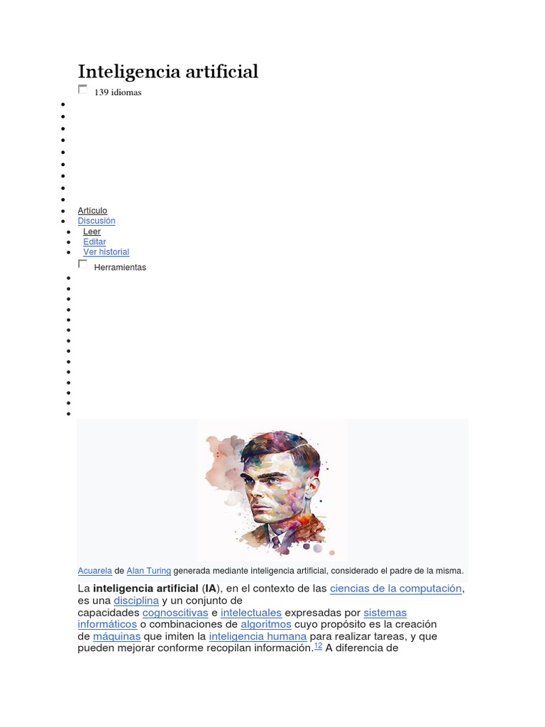 Historia y Aplicaciones de la IA | PDF | Inteligencia artificial ...