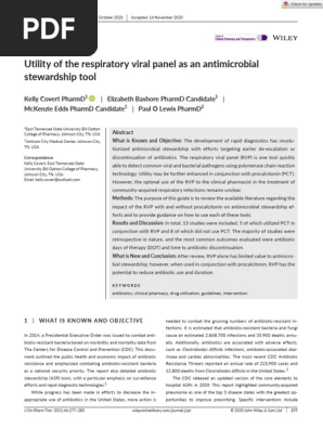 Clinical Pharmacy Therapeu - 2020 - Covert - Utility of the respiratory viral panel as an antimicrobial stewardship tool
