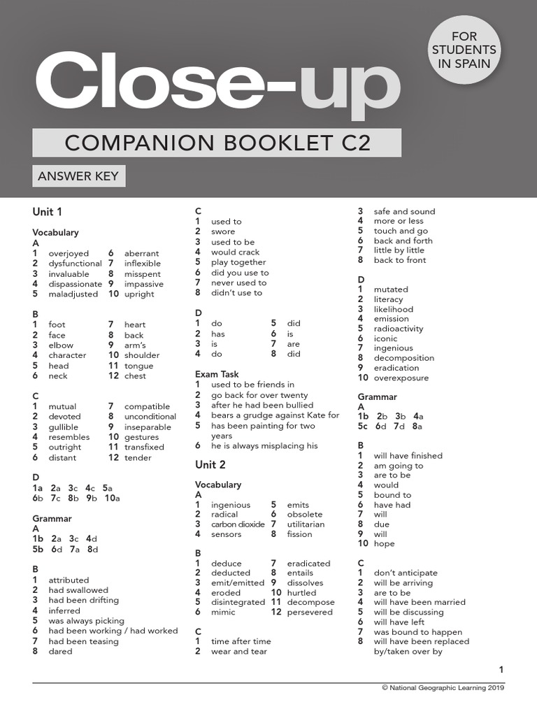 Close-Up C2 Companion Booklet Answer Key | PDF