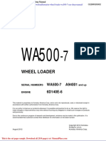 Komatsu Wheel Loader Wa500 7 Usa Shop Manual