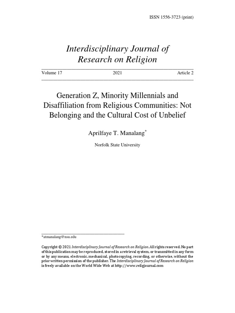 Ijrr 17002 pdf irreligion millennials