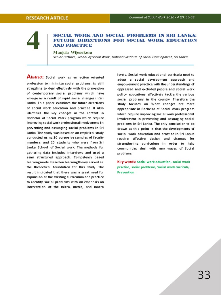 Future Directions for Social Work in Sri Lanka | PDF | Curriculum ...