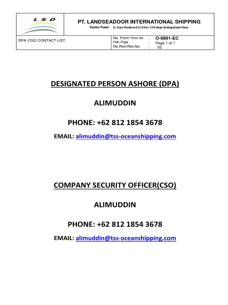 DPA/CSO Contact Information | PDF