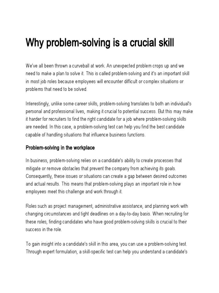 Why Problem-Solving Skills Is A Crucial Skill | PDF | Information ...