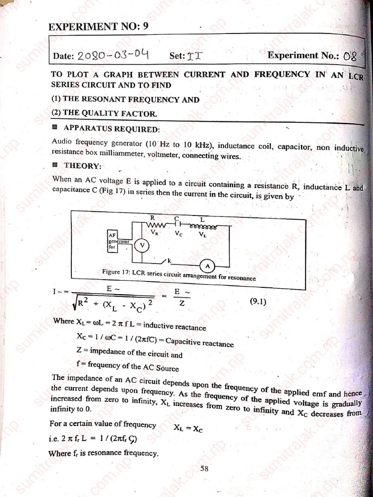 LCR circuit experiment solution PDF