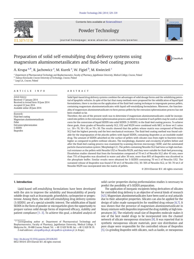 Solid Self-Emulsifying Drug Systems | PDF | Extrusion | Pharmaceutical ...