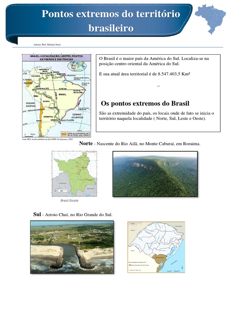 Pontos Extremos do Brasil: Mapa e Atividades | PDF