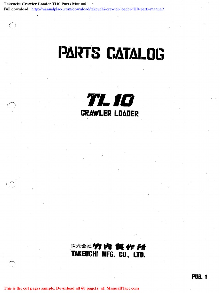 Takeuchi Crawler Loader Tl10 Parts Manual | PDF
