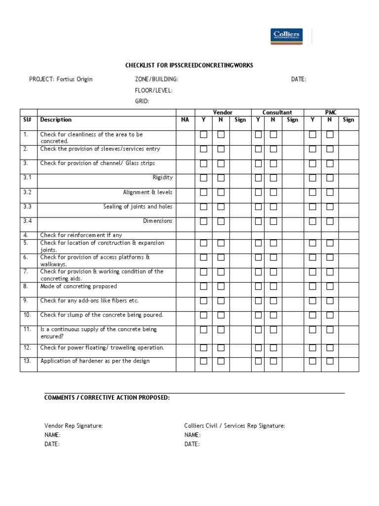 IPS Screed Checklist | PDF