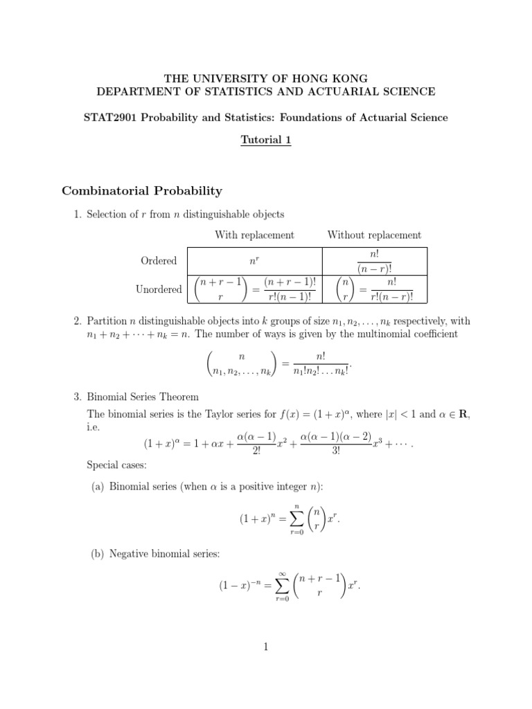 Tutorial 1 PDF Combinatorics Mathematical Analysis