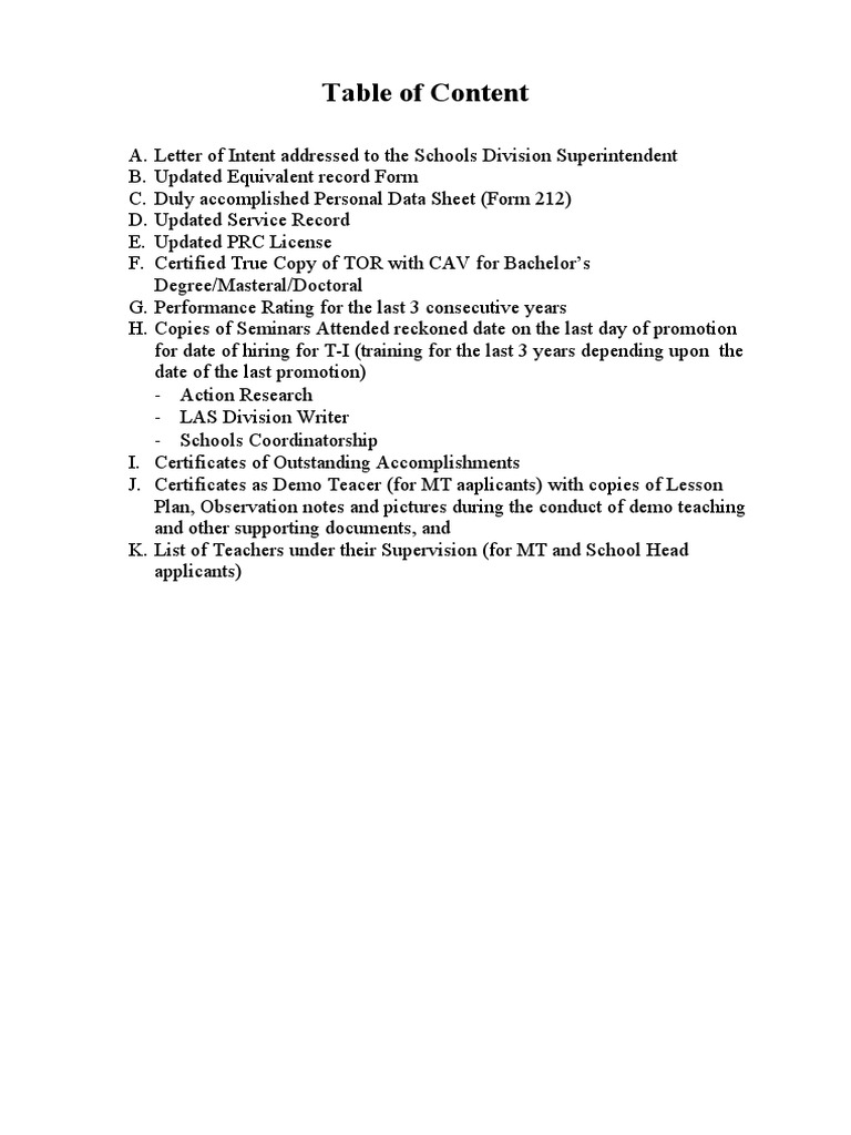 Table of Content | PDF | Teachers
