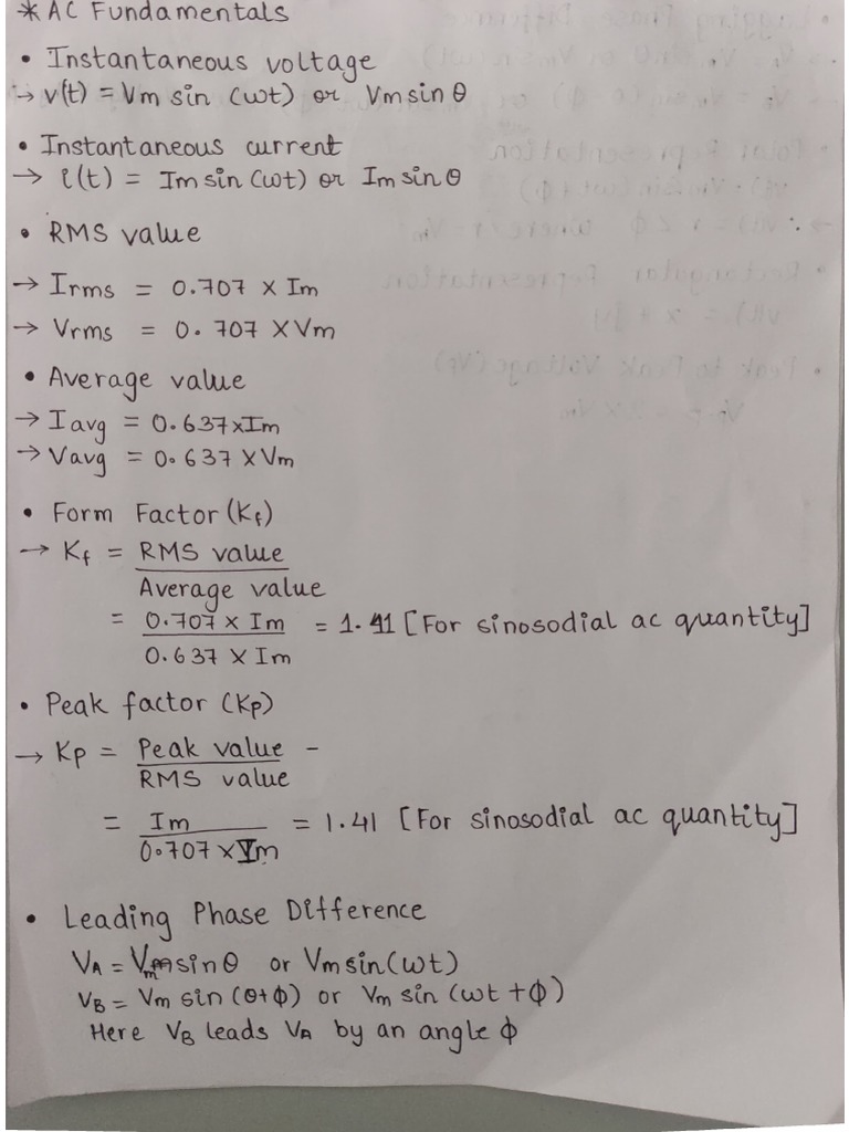 AC FUNDAMENTAL FORMULAS | PDF