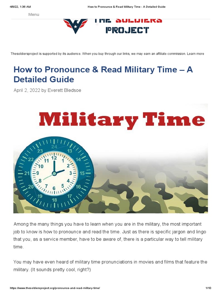 How To Pronounce &amp; Read Military Time - A Detailed Guide | PDF