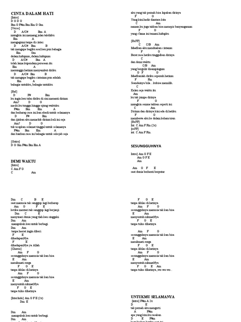 Chord Lagu Cinta dan Kehilangan | PDF