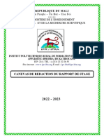 Canevas de Redaction Du Rapport de Stage de Fin de Cycle Ipr-Ifra de Katibougou