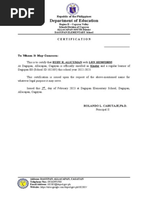 Certificate of Enrolment Blank