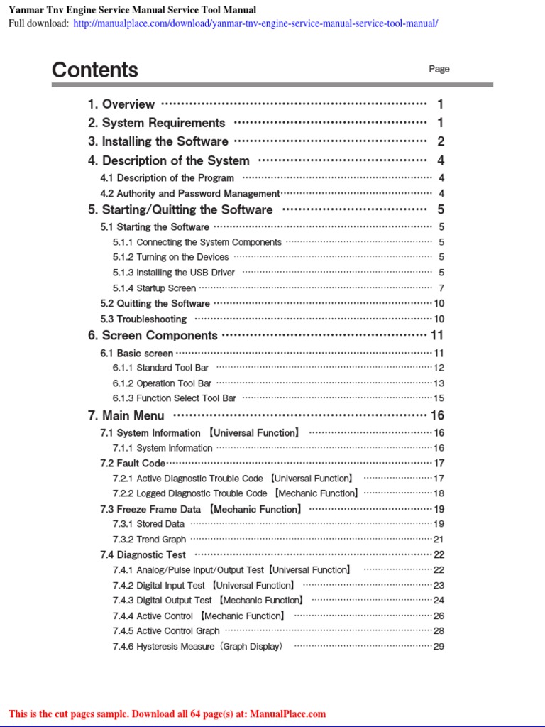 Yanmar TNV Engine Service Manual Service Tool Manual | PDF | Microsoft ...