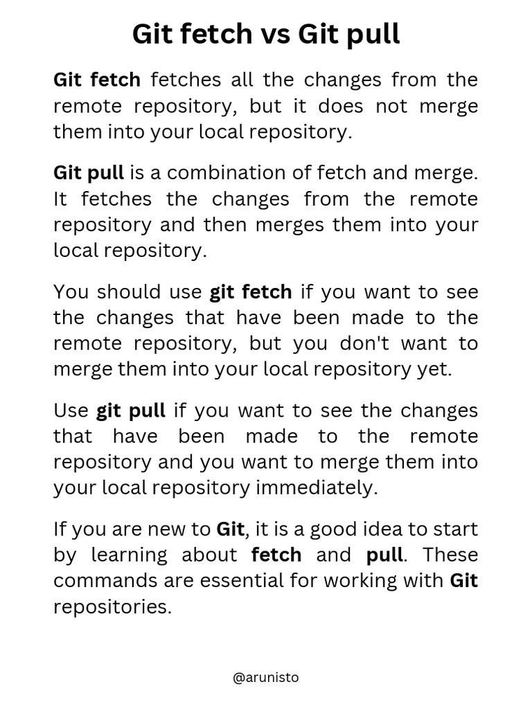 Git Fetch vs Pull Explained | PDF | Computers | Technology & Engineering
