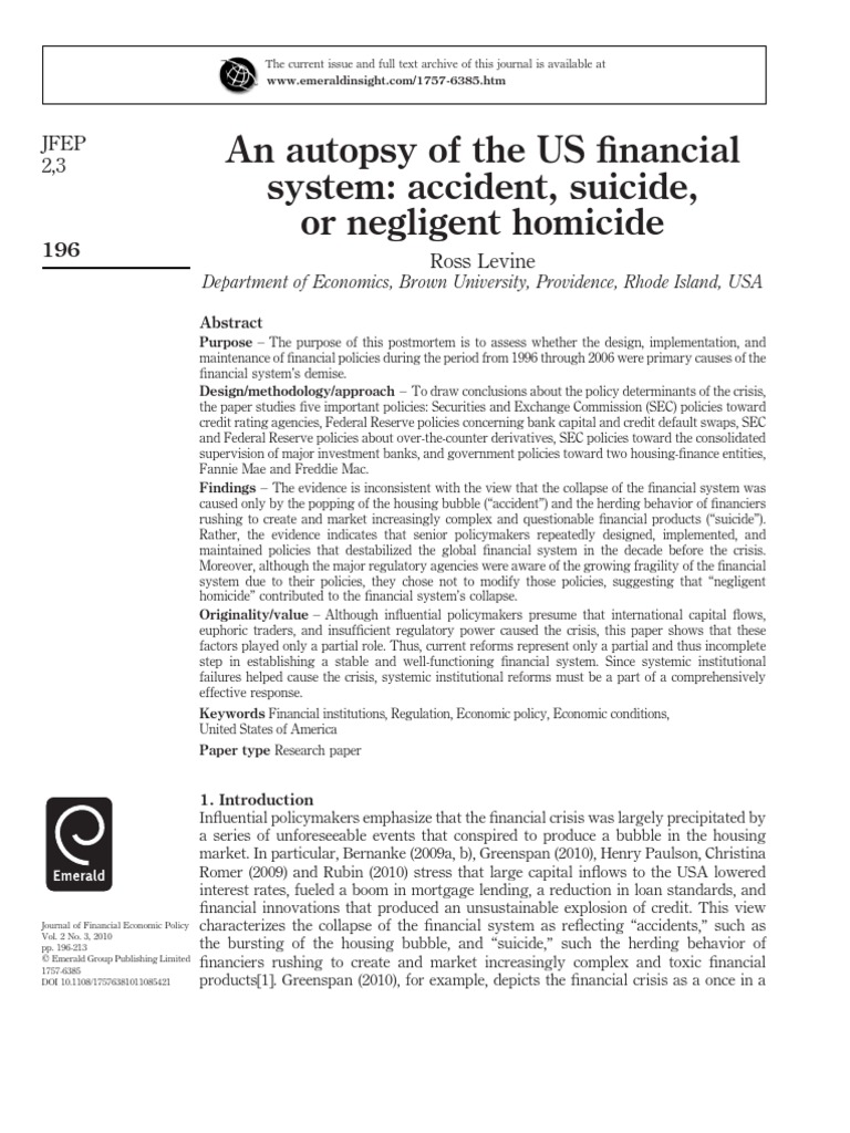 Financial System's Policy Failures | PDF