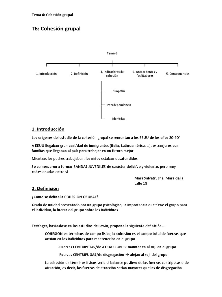 Definición y factores de cohesión grupal | PDF | Cohesión grupal ...
