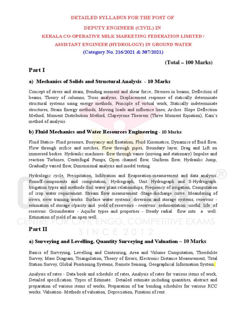 KERALA PSC ASSISTANT ENGINEER CIVIL SYLLABUS PDF visual data 7