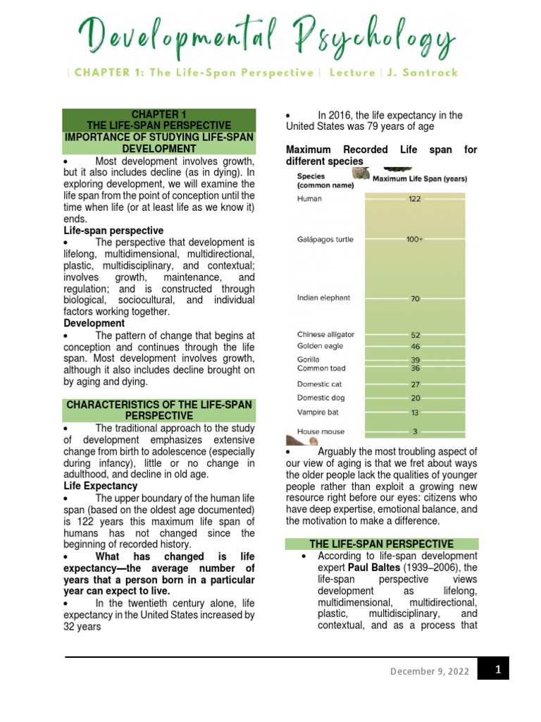 Life-Span Development Overview | PDF | Attachment Theory ...