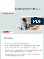 Database Programming With SQL: 2-2 Limit Rows Selected