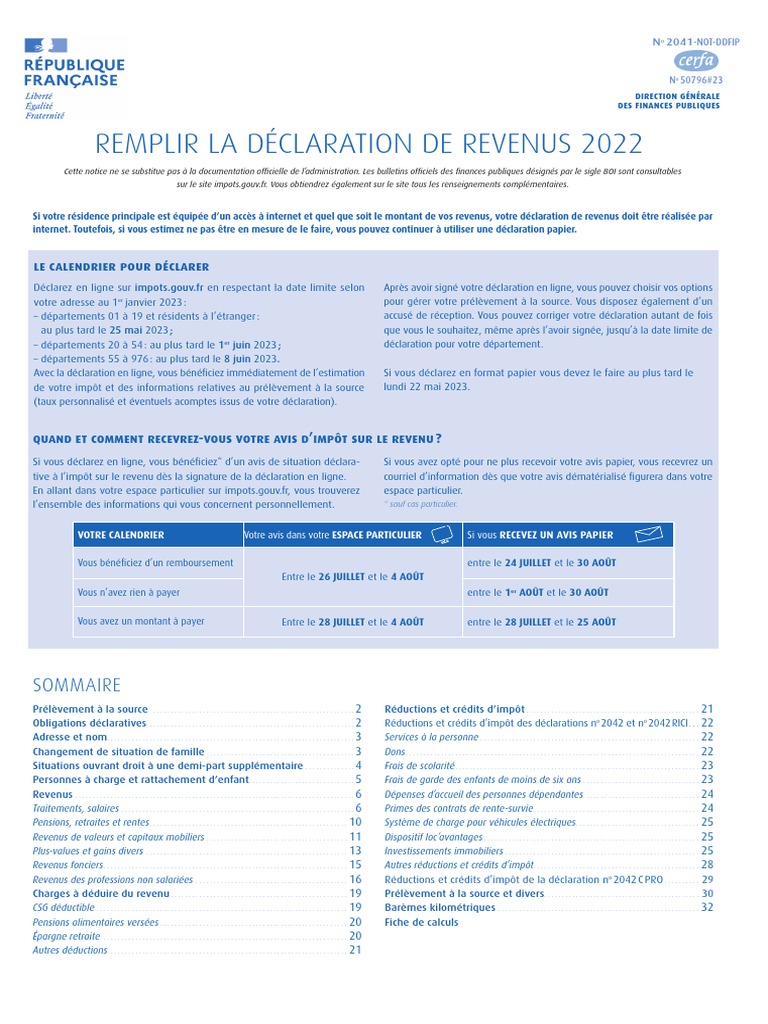 Calendrier de déclaration des revenus 2022 | PDF | Impôt sur le revenu |  Impôts