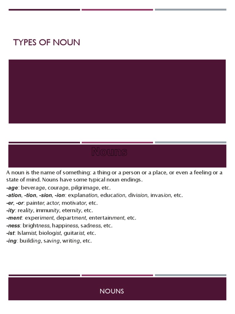 Types of Noun PDF