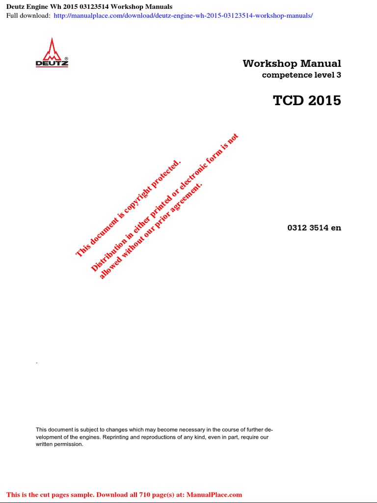 Deutz Engine WH 2015 03123514 Workshop Manuals | PDF | Reliability