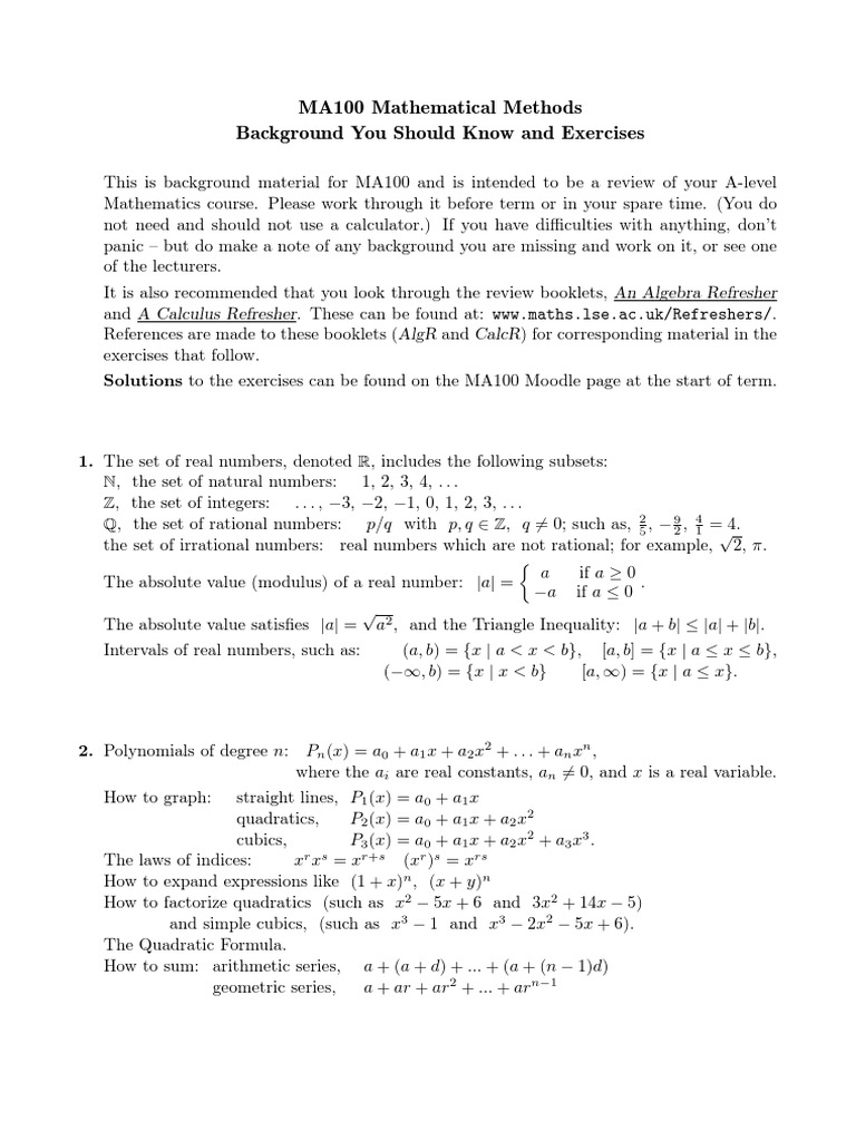 LSE MA100 Background Check | PDF | Trigonometric Functions | Equations