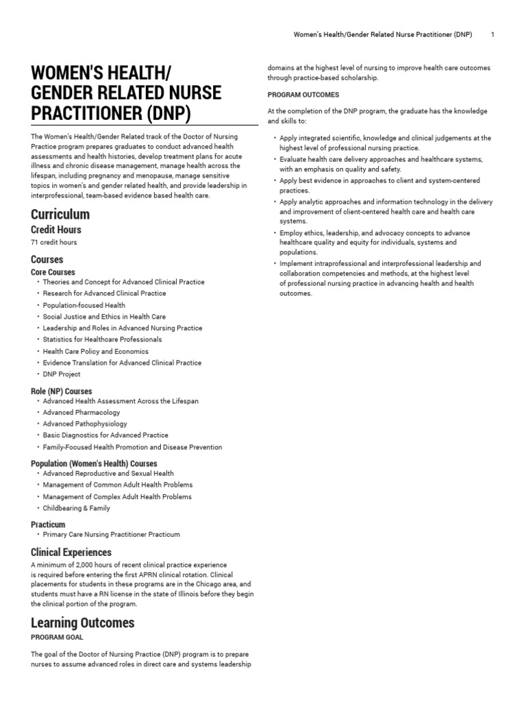 Womens Health NP DNP PDF Nursing Health Care