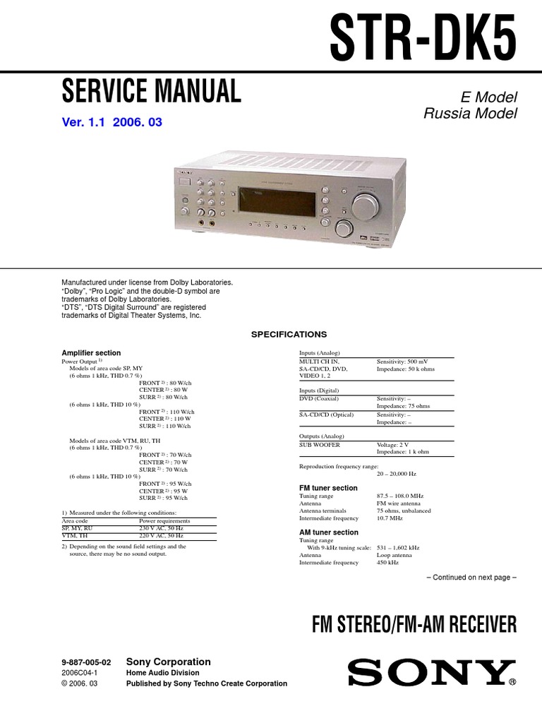 Sony STR Dk5 PDF Engineering Electronics
