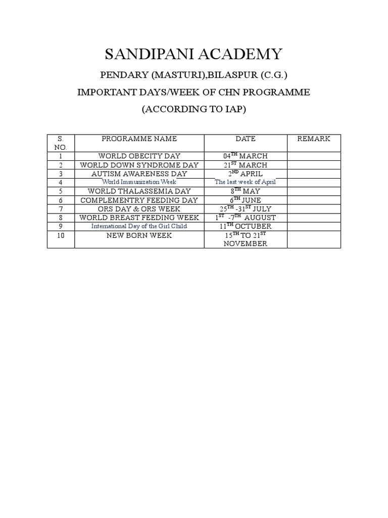 Imp Days Week Chn Pdf