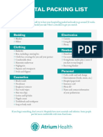 Atrium Health Hospital Packing List