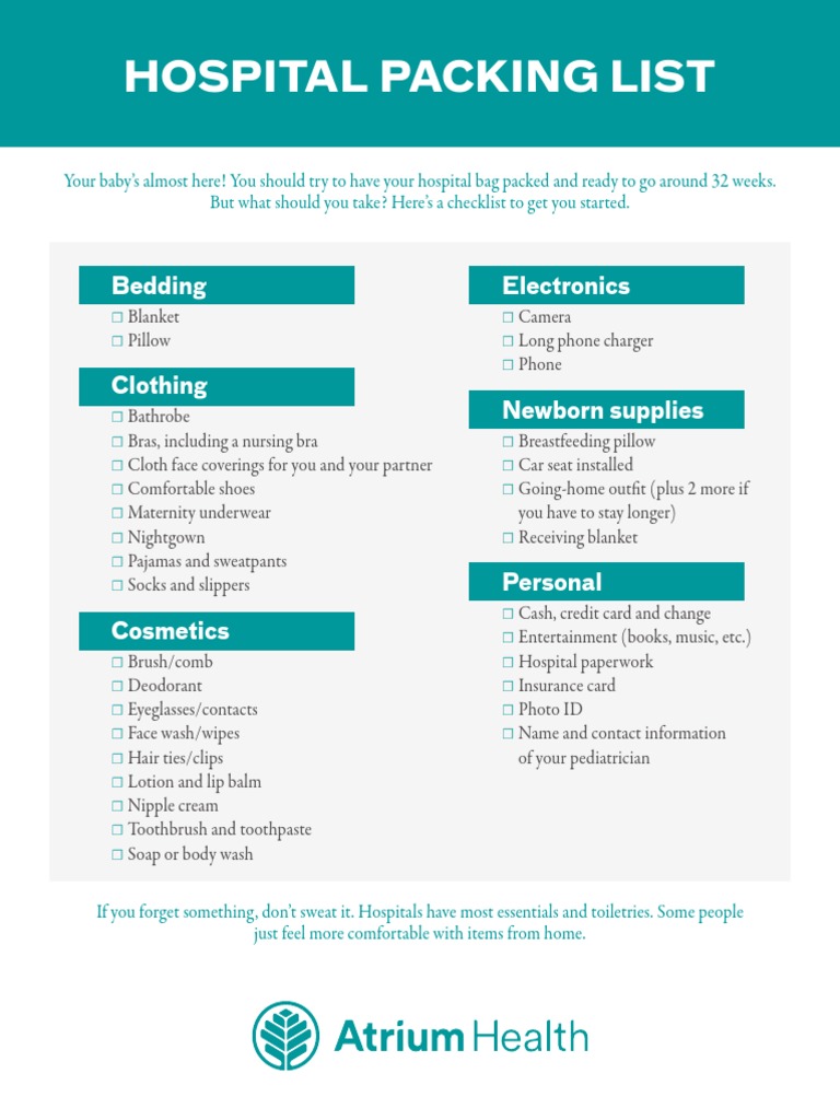 Essential Hospital Bag Checklist | PDF