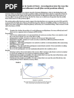 Key Study - Glanzer Cunitz 1966 - Serial Position Effect