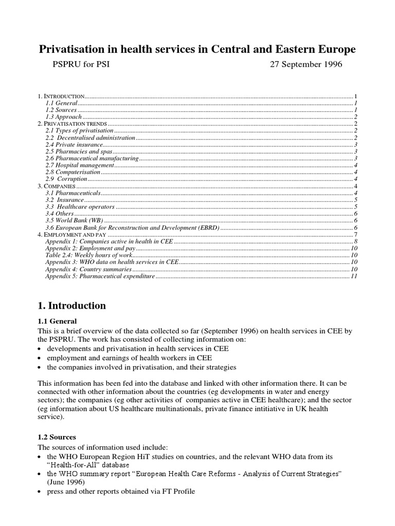 Health Service Privatization in CEE | PDF | Privatization | Sanofi