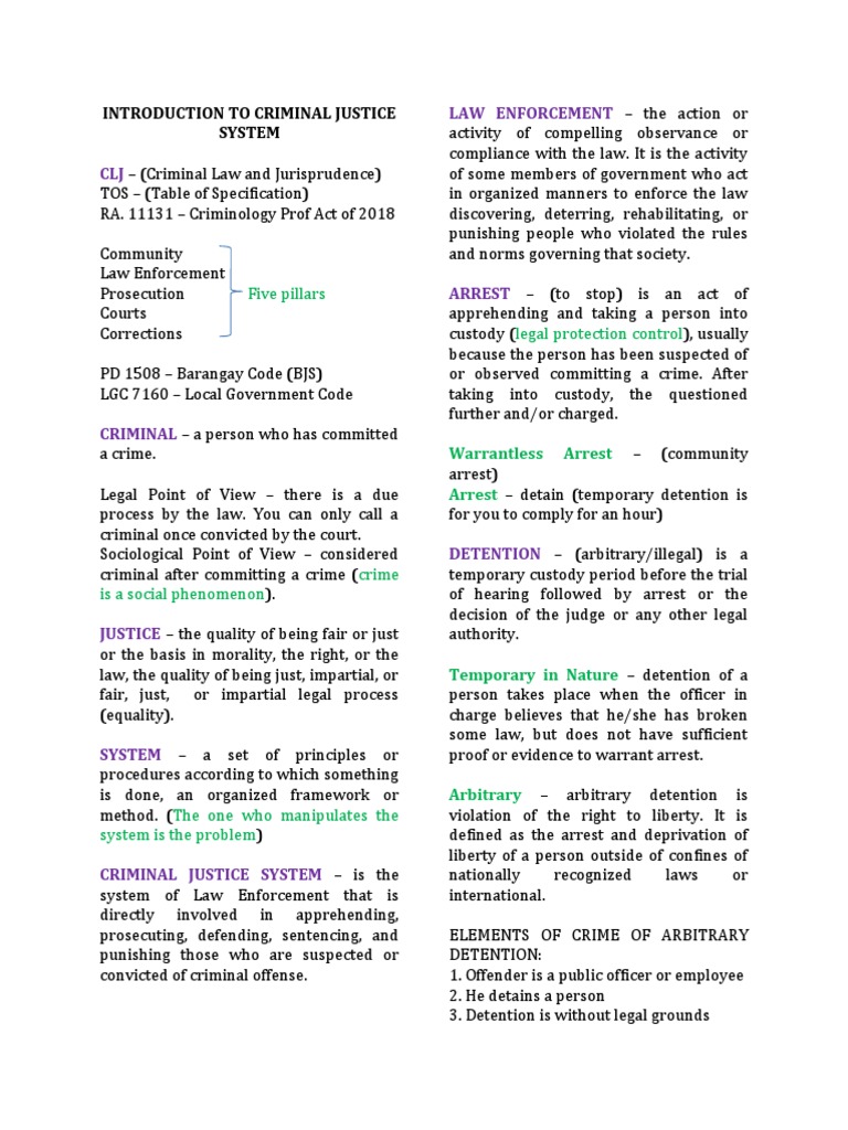 Understanding Arrest in Criminal Justice | PDF | Detention ...
