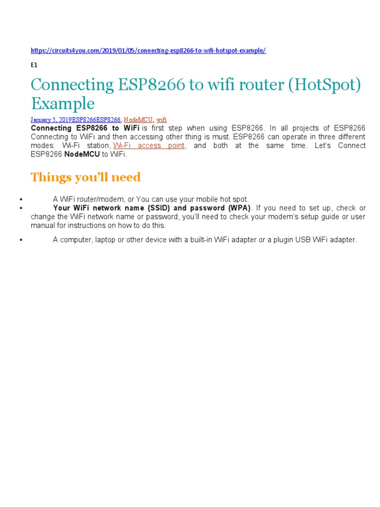 Esp8266 To Find IP Address PDF Wi Fi Wireless Access Point