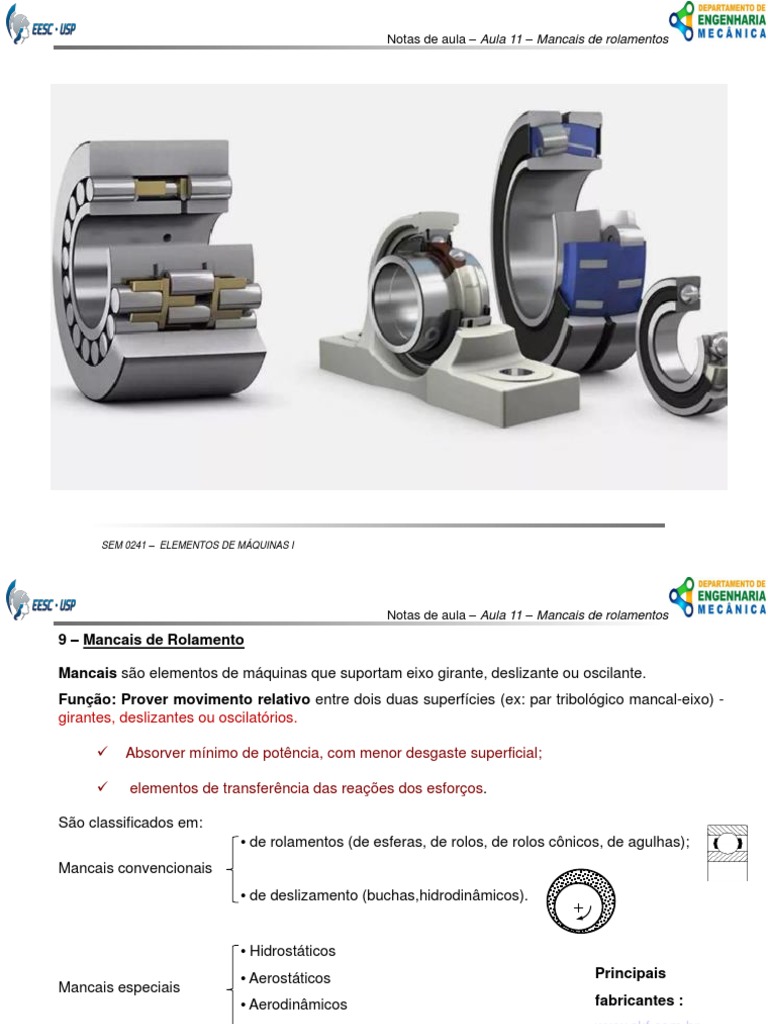 aula 11 - mancais de rolamentos v2020 | PDF | Atrito | Eixo